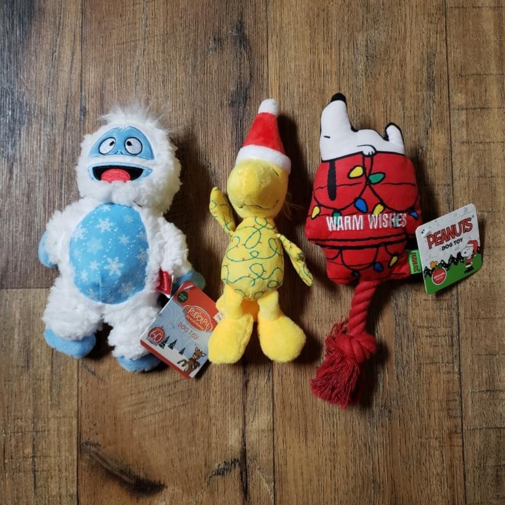 Set of 3 Plush Holiday Dog Squeaker Toys